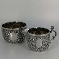Victorian set milk / sugar in solid silver from London 1905