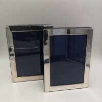 Pair of simple picture frames in sterling silver