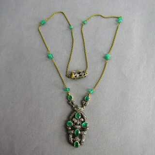 Victorian emerald and diamonds collier