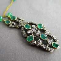 Antikschmuck - Annodazumal Antikschmuck: Art Deco Collier in Gold mit Smaragden und Diamanten kaufen  