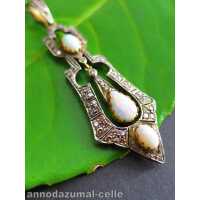 Art Nouveau gold and platinum pendant with diamonds and...