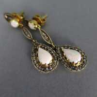 Prächtige Art Deco Ohrringe in 750 Gold mit Opalen und...