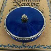 Art Nouveau box in 935 / - silver with cobalt blue guilloche enamel