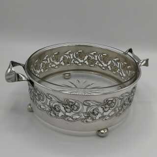 Large Art Nouveau fruit or flower bowl with glass insert around 1900