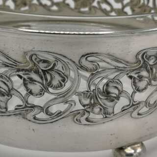 Large Art Nouveau fruit or flower bowl with glass insert around 1900