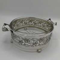 Large Art Nouveau fruit or flower bowl with glass insert...