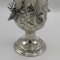 Large historicism hunting cup in silver around 1880/90