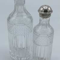 6-teilige Gewürz Menage in Silber und Kristallglas um 1955