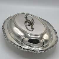 Handmade warming bowl made of solid silver around 1900...
