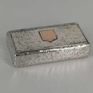 Antique snuff box in silver with gold inlay around 1850