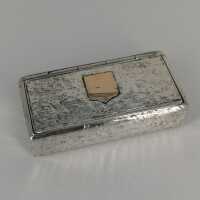 Antique snuff box in silver with gold inlay around 1850