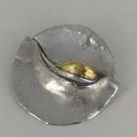 Modernist abstract womens brooch or pendant in silver and...