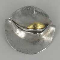 Modernist abstract womens brooch or pendant in silver and...