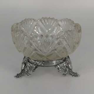 Antike Saliere mit Kristallglas und Montierung in Silber 