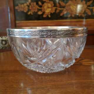 Antique crystal bowl with silver fittings around 1900