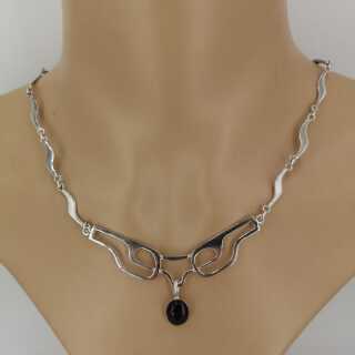Modernist Taxco choker in sterling silver with onyx