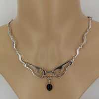 Modernist Taxco choker in sterling silver with onyx