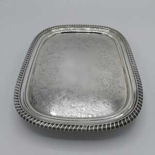 Antique silver tray from the reign of George III. in England from 1814