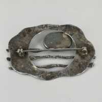 Rare brooch in silver with onyx cabochon in modernism