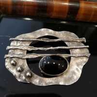 Rare brooch in silver with onyx cabochon in modernism