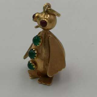 Chain or bracelet charm in gold with colored stones from the 1960s