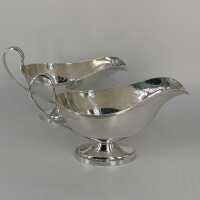 Pretty pair of sauce boats in solid sterling silver