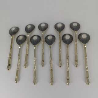 10 handcrafted mocha spoons in 84 Zolotnik silver from Russia 1875