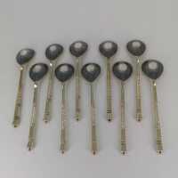 10 handcrafted mocha spoons in 84 Zolotnik silver from Russia 1875