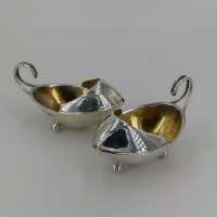 Pair of butter or fish sauce casters in solid silver from...