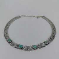 Magnificent brick necklace in silver with turquoise from the 1960 / 70s