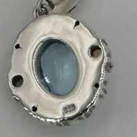 Schöne Ohrstecker in Silber mit Perlchen, Opalen und Blautopasen