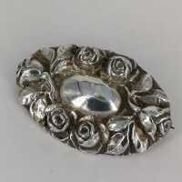Beautiful art nouveau brooch in silver with roses decoration handmade