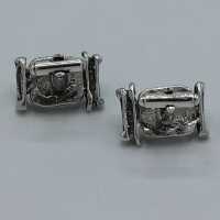 Unique Geometric Art Deco Cufflinks Silver with Rock Crystals