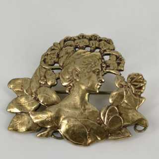 Antikschmuck für Damen - Jugendstil Brosche in vergoldetem Silber von Charles Pillet kaufen