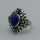 Antique Art Nouveau Ring in Silver with Roses and Large Lapis Lazuli Cabochon