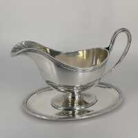Large Solid Sterling Silver 1918 Clan Munro Gravy Boat with Tray