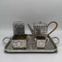 Museal Tea Set from the Early Art Nouveau in Solid Silver