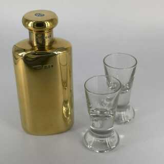 Art Deco Gold Plated Solid Silver Hip Flask - Asprey & Co - London - 