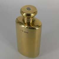Art Deco Gold Plated Solid Silver Hip Flask - Asprey...