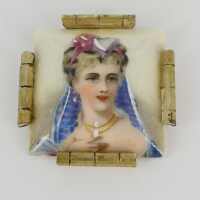 Art Deco brooch with lithograph from France around 1930