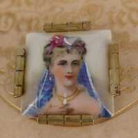 Art Deco brooch with lithograph from France around 1930