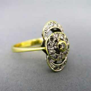 Art Deco Gold-Ring für Damen mit Brillanten in 750er Gold - Annodazumal: Antike Ringe online kaufen