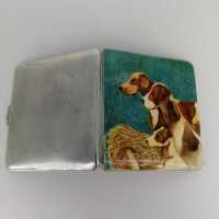 Art Deco cigarette case in solid silver and enamel painting