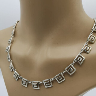Elegant necklace in silver with meander modern design goldsmith work 