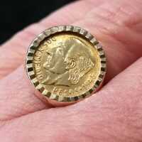 Mexikanischer Münzen Ring in Gold für Herren und Damen
