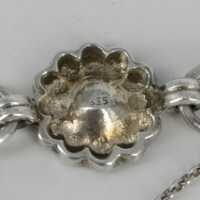 Delicate silver necklace with sculptural margarite flowers