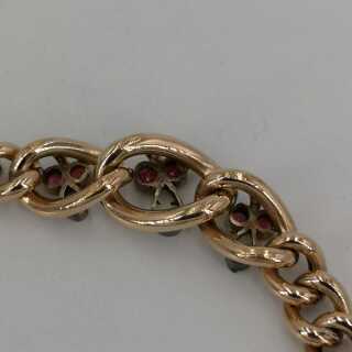 Art Nouveau Bracelet in Gold Doublé with Gemstones