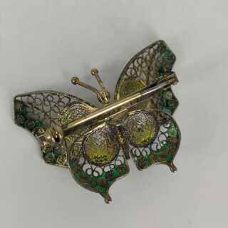 Magnificent brooch from Italy in silver, gold and enamel