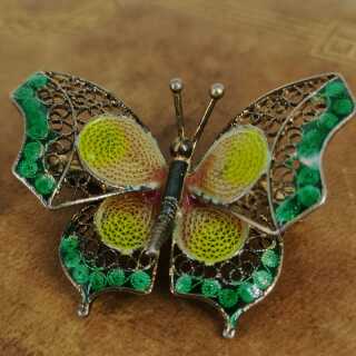 Magnificent brooch from Italy in silver, gold and enamel