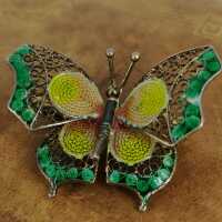 Prächtige Schmetterling Brosche in vergoldetem Silber aus Italien